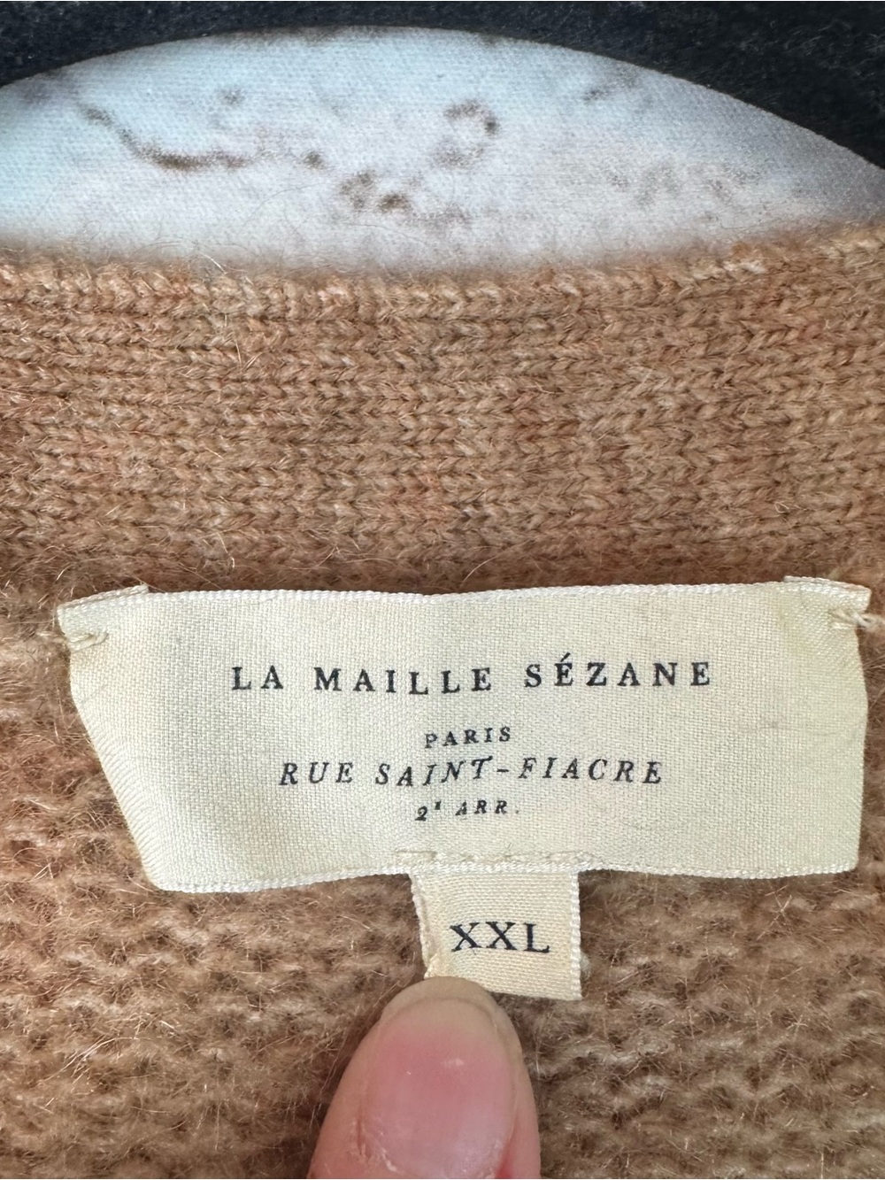 LA MAILLE SEZANE Womens XXL V Neck Button Mia Cardigan Sweater Camel Mohair Wool - Picture 3 of 16